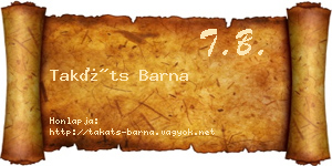 Takáts Barna névjegykártya